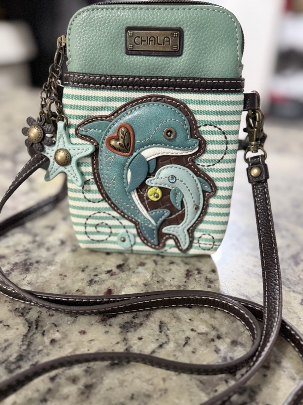Chala Mint & Teal Dolphin Crossbody Bag with Star Charm
